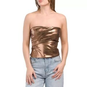 Zara Bronze Gold Corset Tube Top